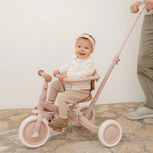 Triciclo con barra Little Dutch Rosa Flores