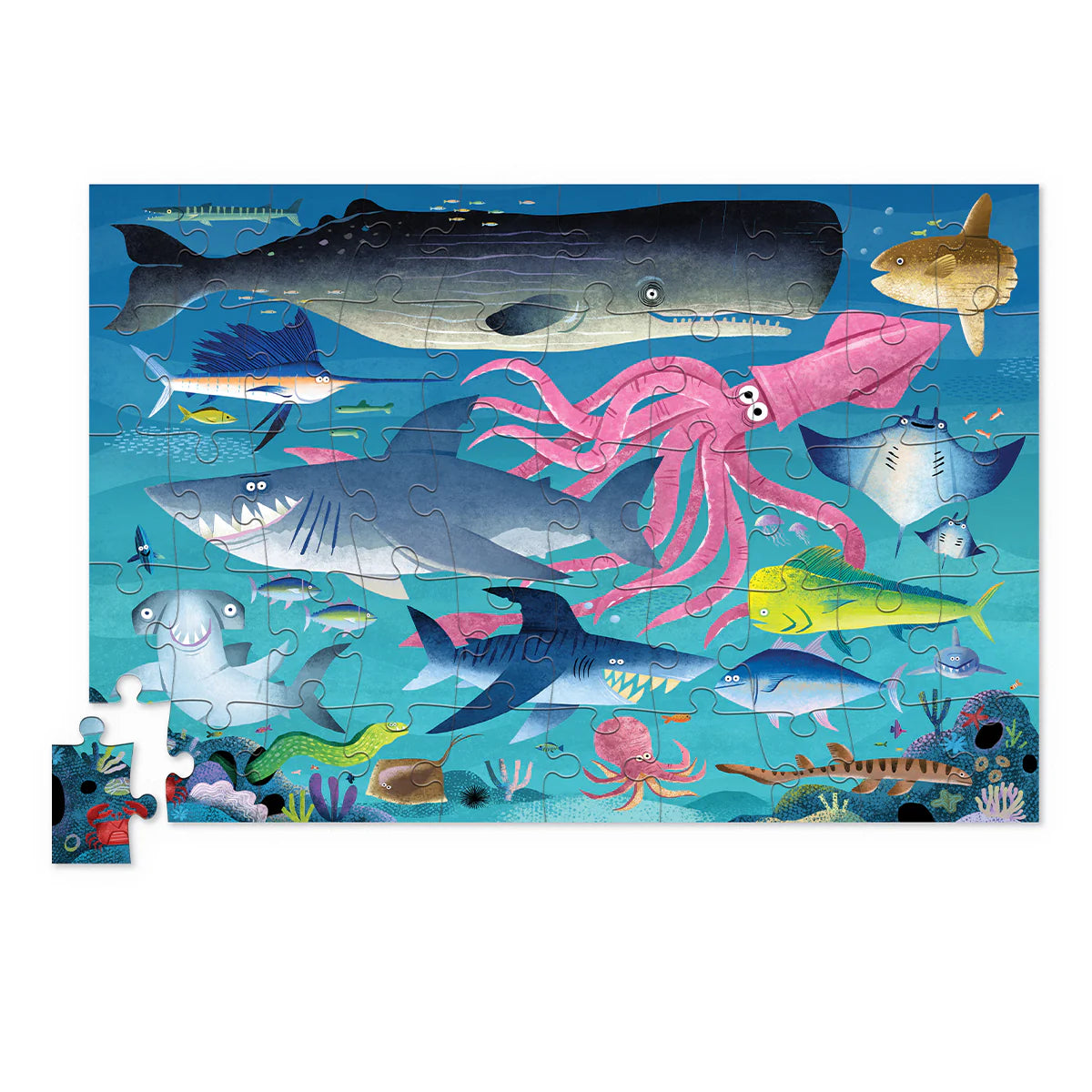 Puzzle 50 piezas caja metálica Crocodile Creek - Shark Reef