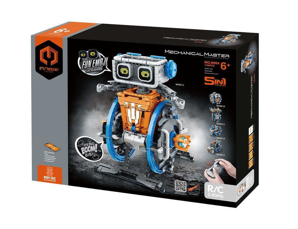 Robot radio control azul y naranja 5 en 1 - 746 piezas iMMaster