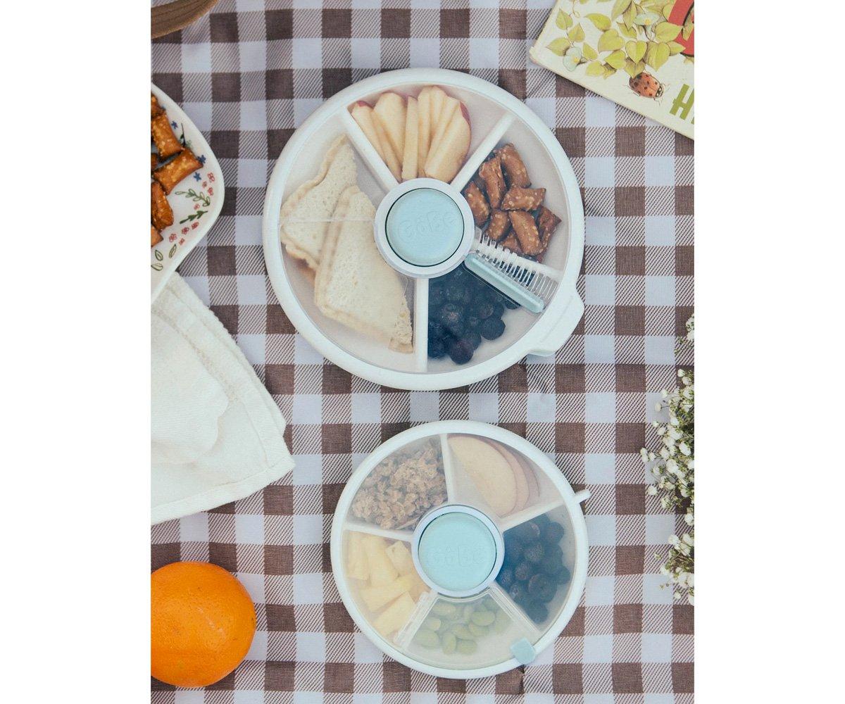 Caja Almuerzo Snack Spinner Flip, Correa de Mano y Hoja de Pegatinas Macaron Blue - GöBe