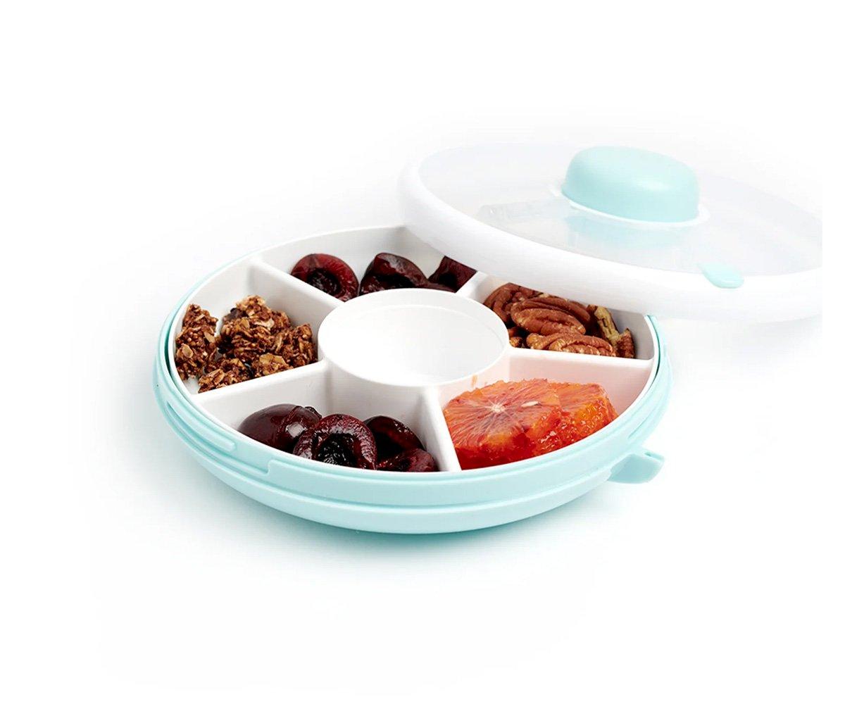 Caja Almuerzo Snack Spinner Flip, Correa de Mano y Hoja de Pegatinas Macaron Blue - GöBe