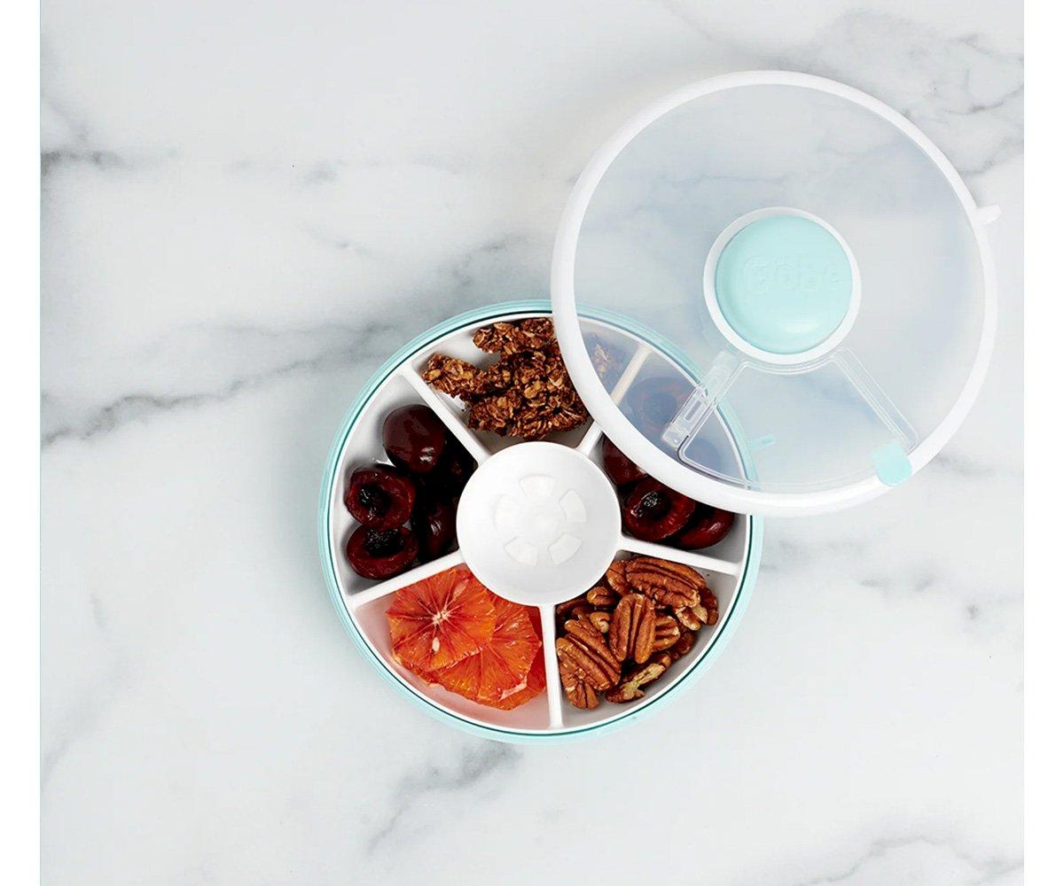 Caja Almuerzo Snack Spinner Flip, Correa de Mano y Hoja de Pegatinas Macaron Blue - GöBe