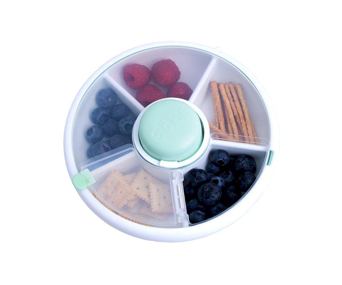 Caja Almuerzo Snack Spinner Flip, Correa de Mano y Hoja de Pegatinas Mint Green - GöBe