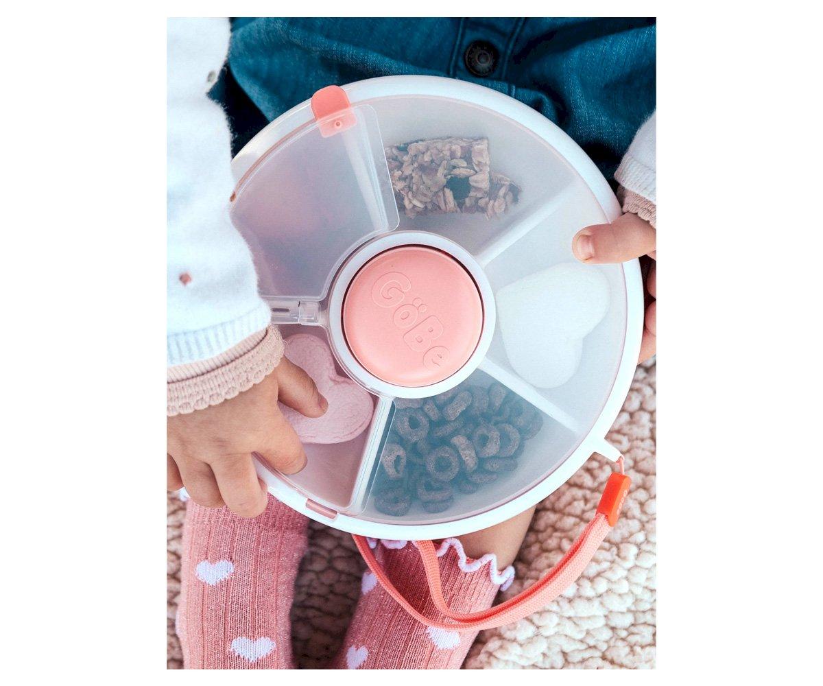 Caja Almuerzo Snack Spinner Flip, Correa de Mano y Hoja de Pegatinas Coral Pink - GöBe