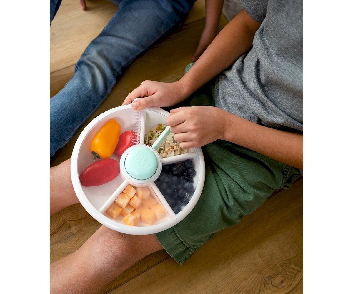 Caja de Almuerzo Grande Snack Spinner Slide con Hoja Pegatinas Macaron Blue - GöBe