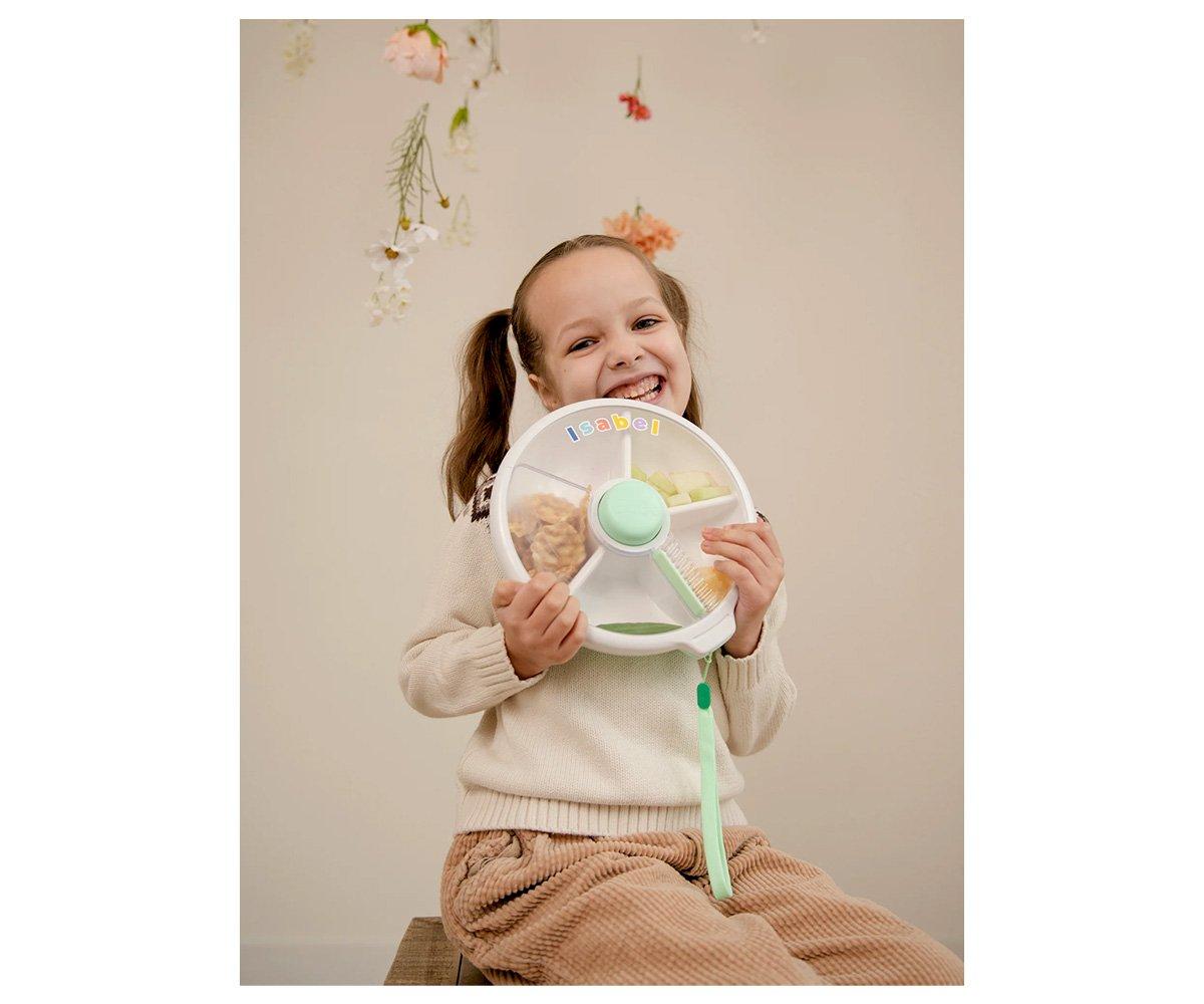 Caja de Almuerzo Grande Snack Spinner Slide con Hoja Pegatinas Mint Green - GöBe
