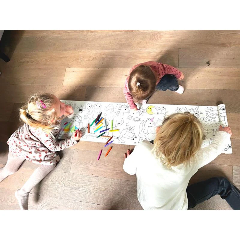 Kit Rollo Gigante para Colorear + 12 Ceras - Unicornios Haku Yoka