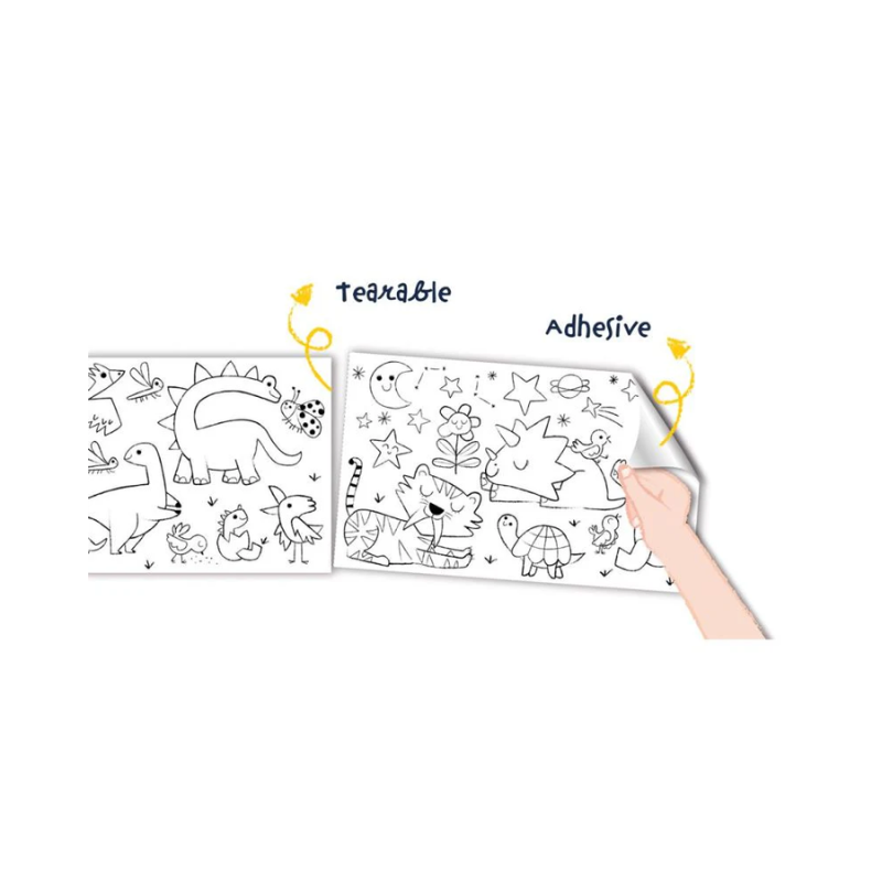 Kit Rollo Gigante para Colorear + 12 Ceras - Dinosaurios Haku Yoka