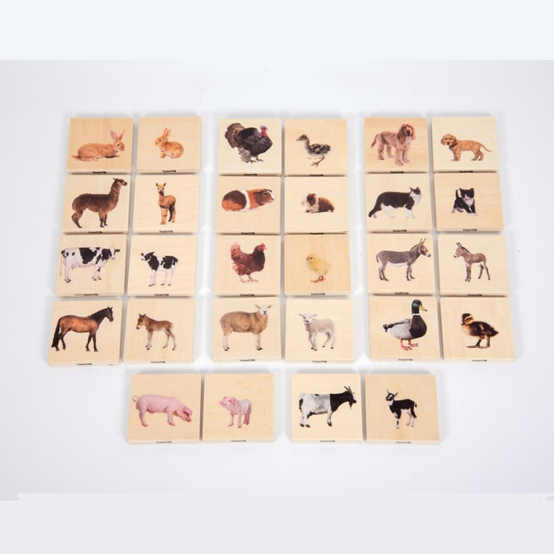 Conjunto 28 fichas animales domésticos madera - TickiT