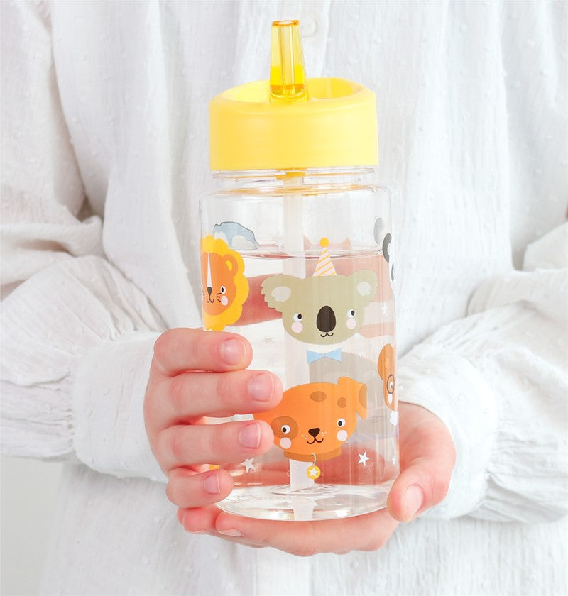 Botella con pajita 450ml - A Little Lovely Company Animales
