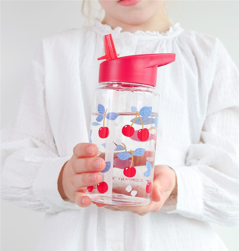 Botella con pajita 450ml - A Little Lovely Company Cerezas