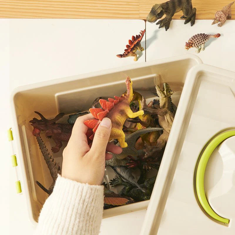 Conjunto 24 figuras de dinosaurios + caja almacenamiento Mideer.