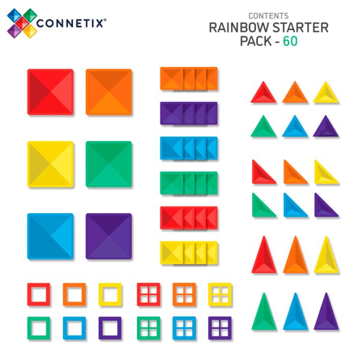 Magnéticos de construcción Connetix - Rainbow Starter 60 piezas