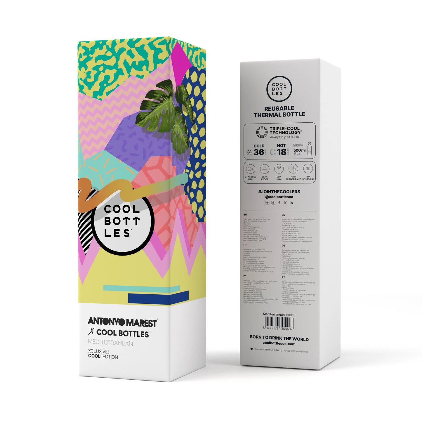 Botella acero inoxidable térmica 500ml Cool Bottles Xclusive Antonyo Marest - Mediterranean