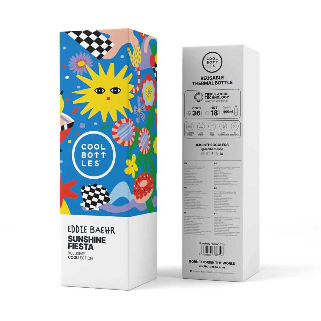 Botella acero inoxidable térmica 500ml Cool Bottles XCLUSIVE - Eddie Baehr - Sunshine Fiesta