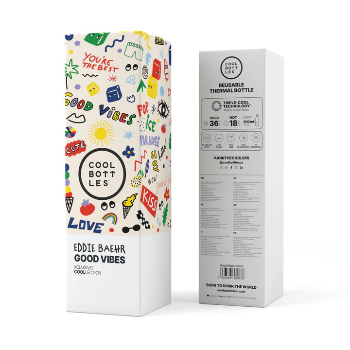 Botella acero inoxidable térmica 500ml Cool Bottles XCLUSIVE - Eddie Baehr - Good Vibes