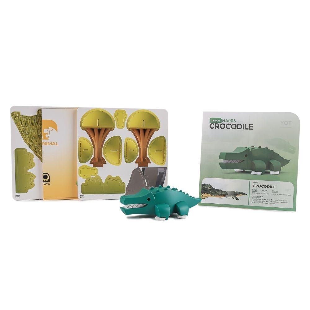 Puzzle 3D imantado Halftoys - Diorama Set Crocodile