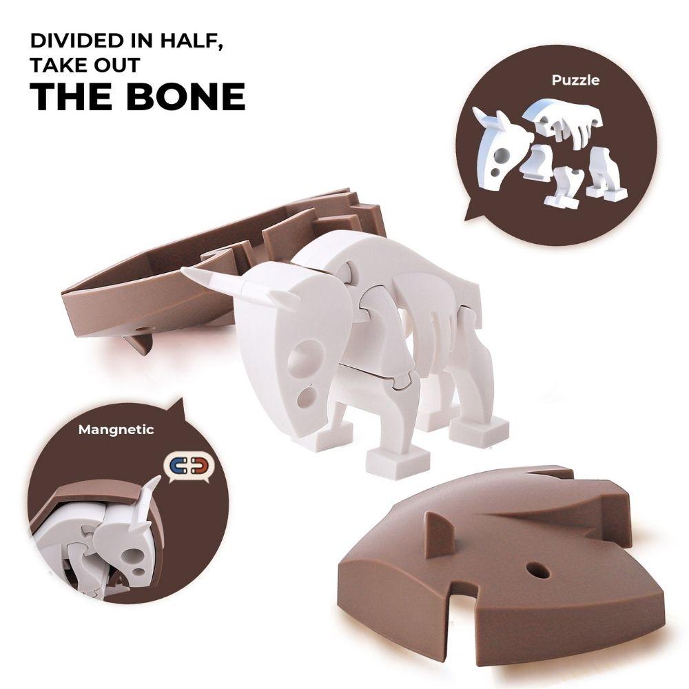 Puzzle 3D imantado Halftoys - Animal Gnu