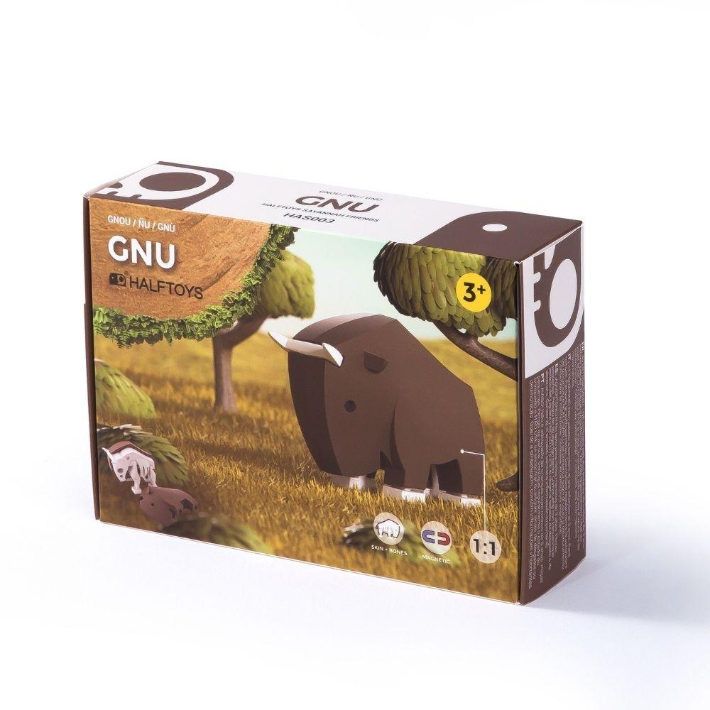 Puzzle 3D imantado Halftoys - Animal Gnu
