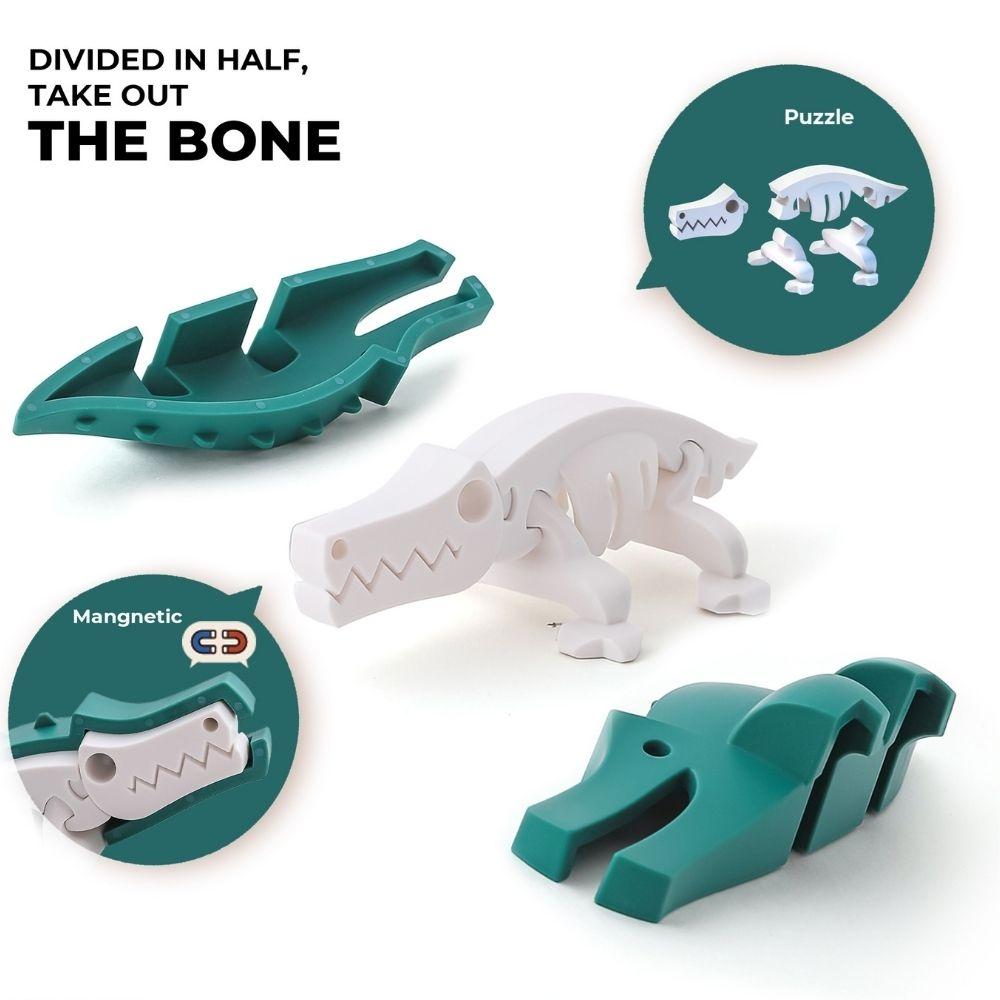 Puzzle 3D imantado Halftoys - Animal Crocodile