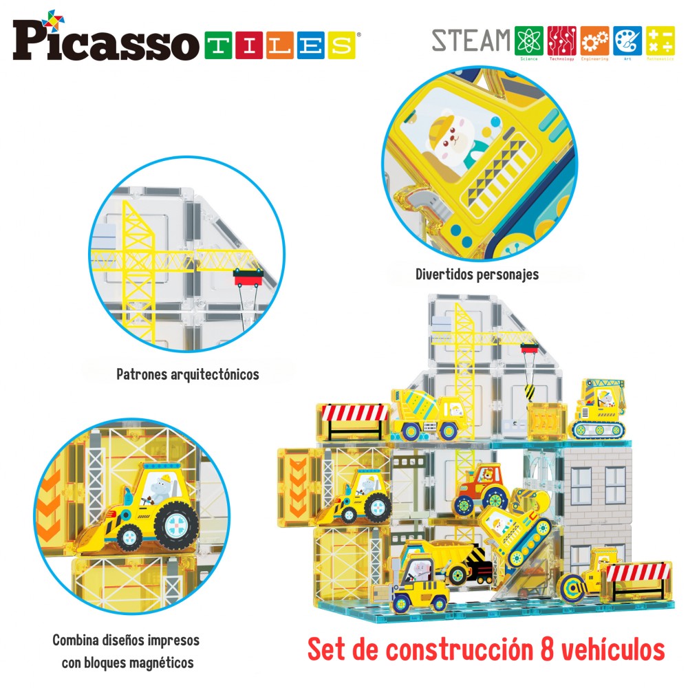 Bloques magnéticos Picasso Tiles Construcción 8 figuras - Cefa Toys