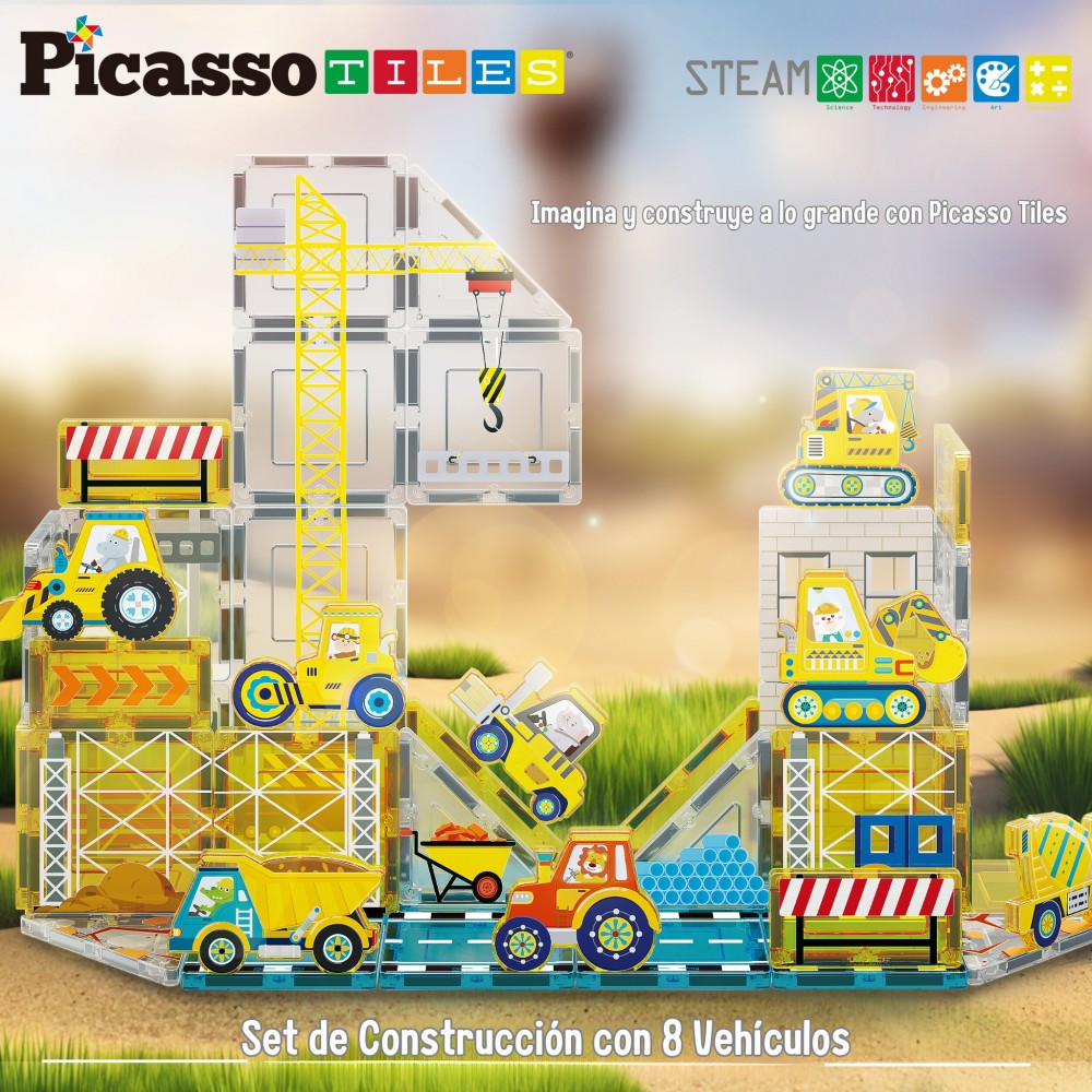 Bloques magnéticos Picasso Tiles Construcción 8 figuras - Cefa Toys