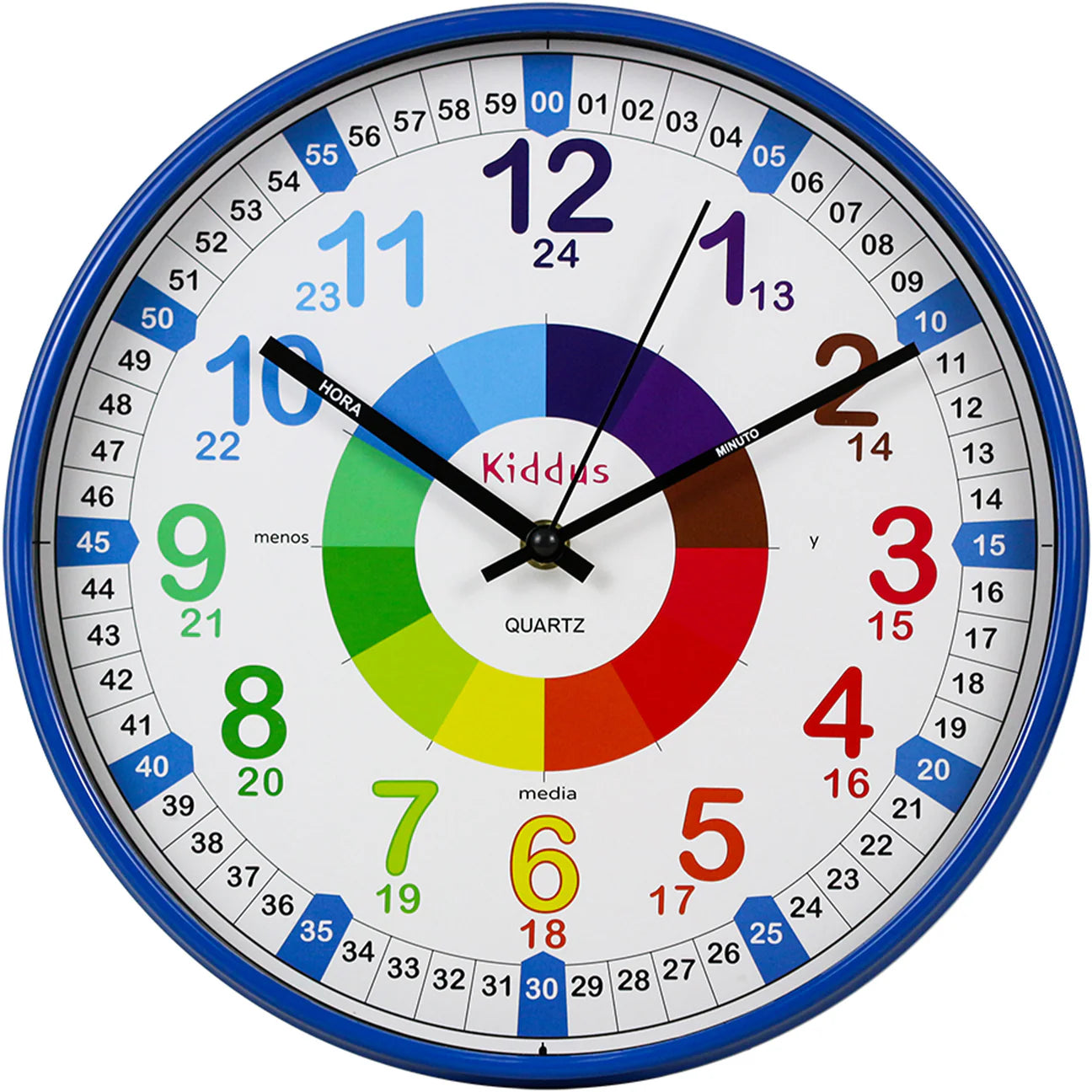 Reloj educativo de pared 30cm Kiddus - Blue