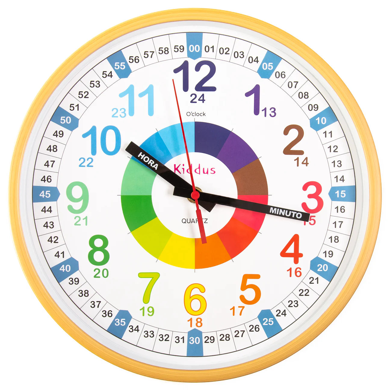 Reloj educativo de pared 30cm Kiddus - Wood