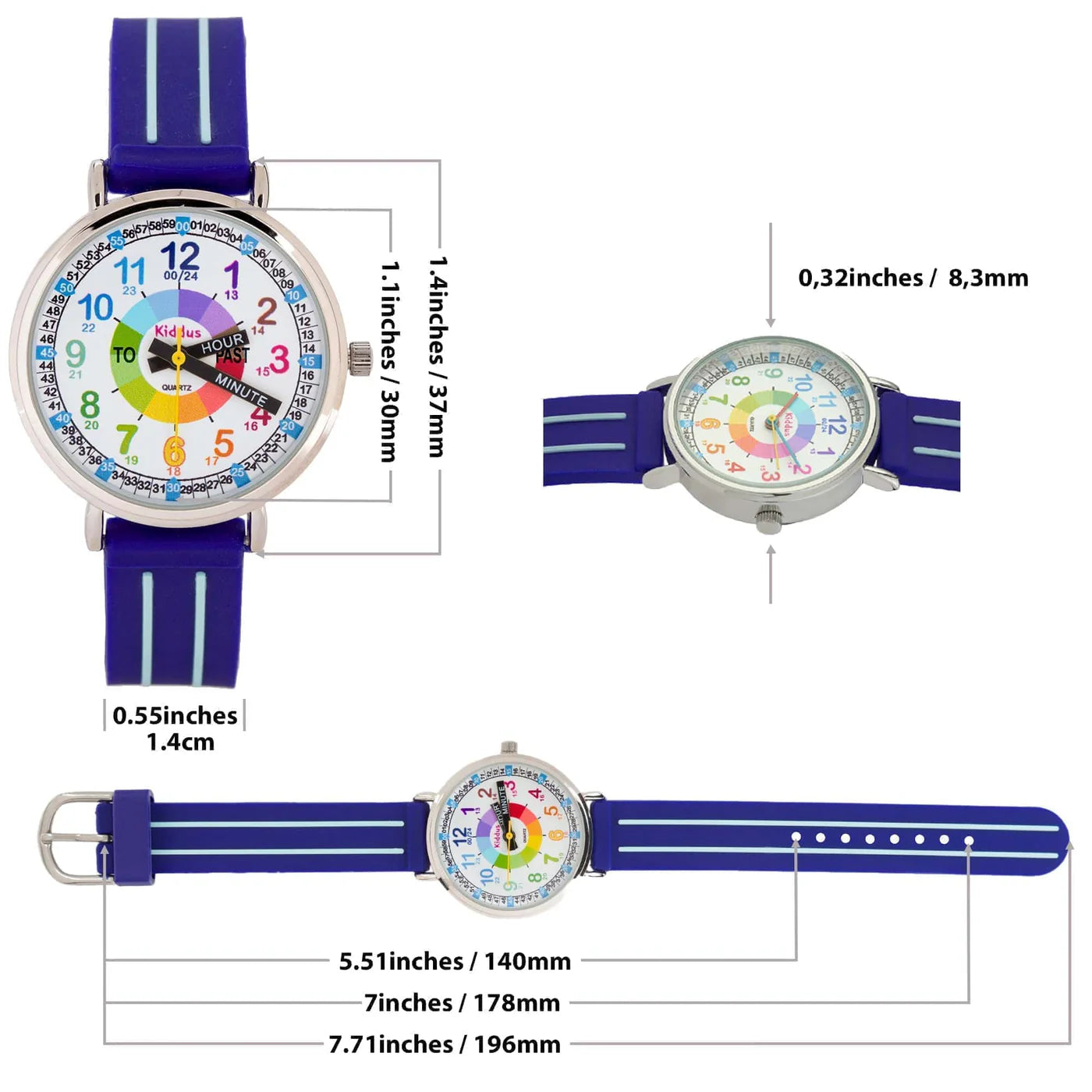 Reloj para aprender la hora Kiddus - Blue