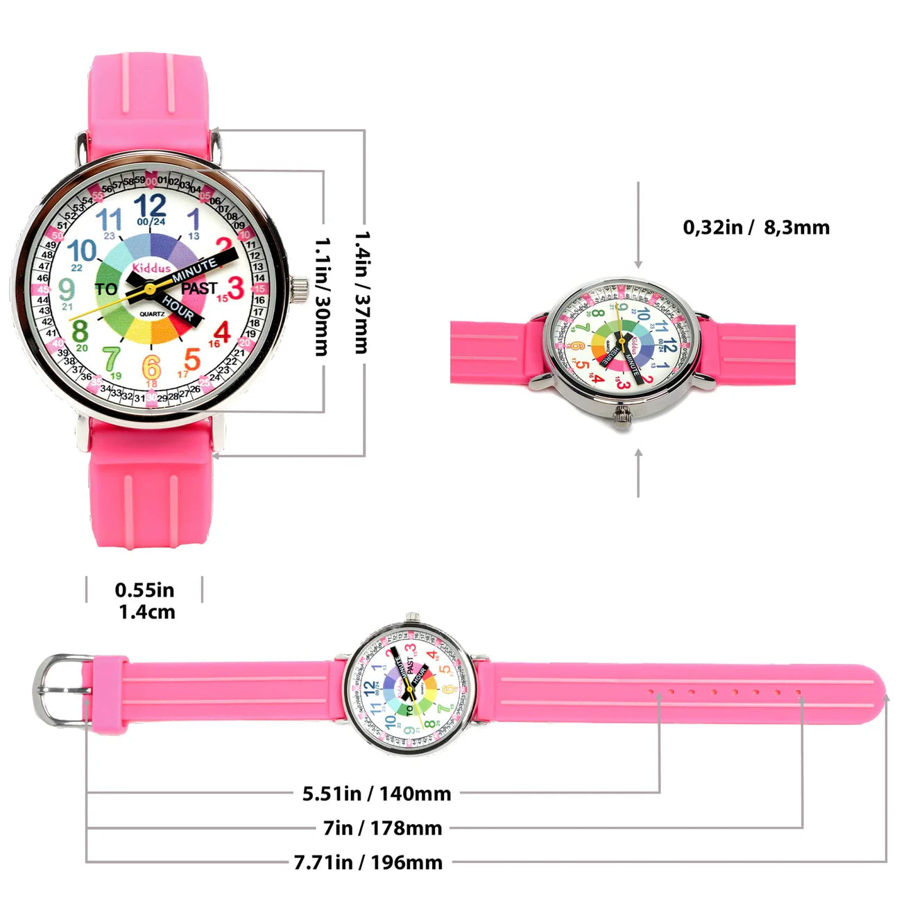 Reloj para aprender la hora Kiddus - Pink