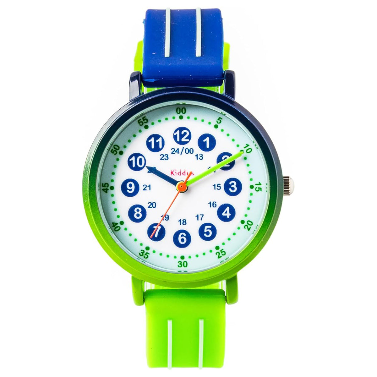 Reloj para aprender la hora Kiddus - Waterproof Blue/Green