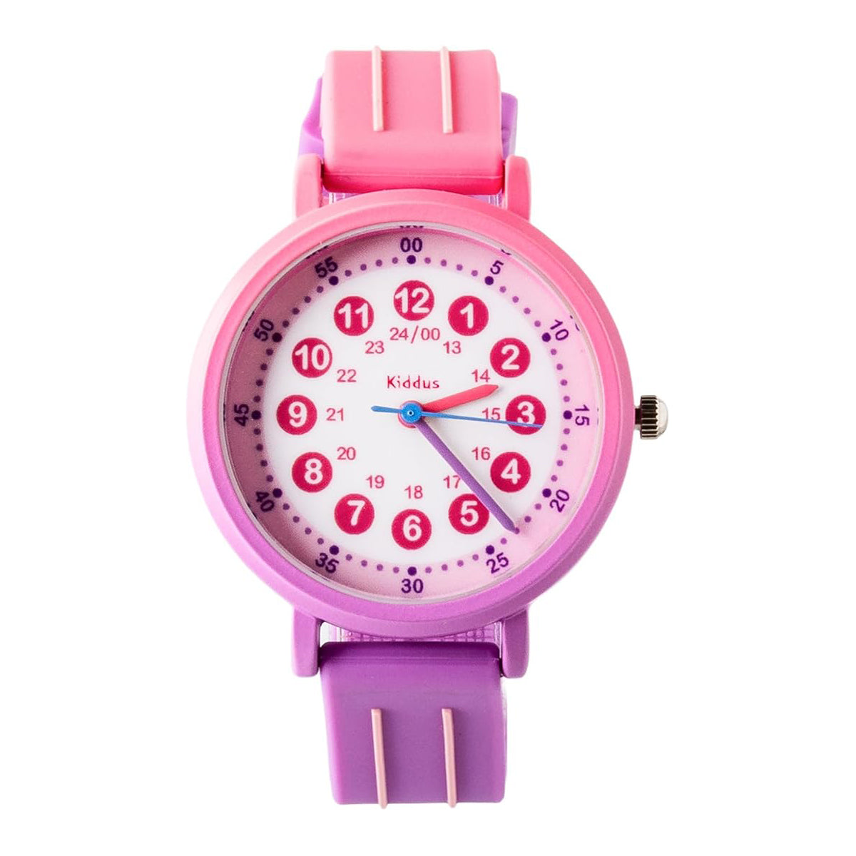 Reloj para aprender la hora Kiddus - Waterproof Pink/Purple