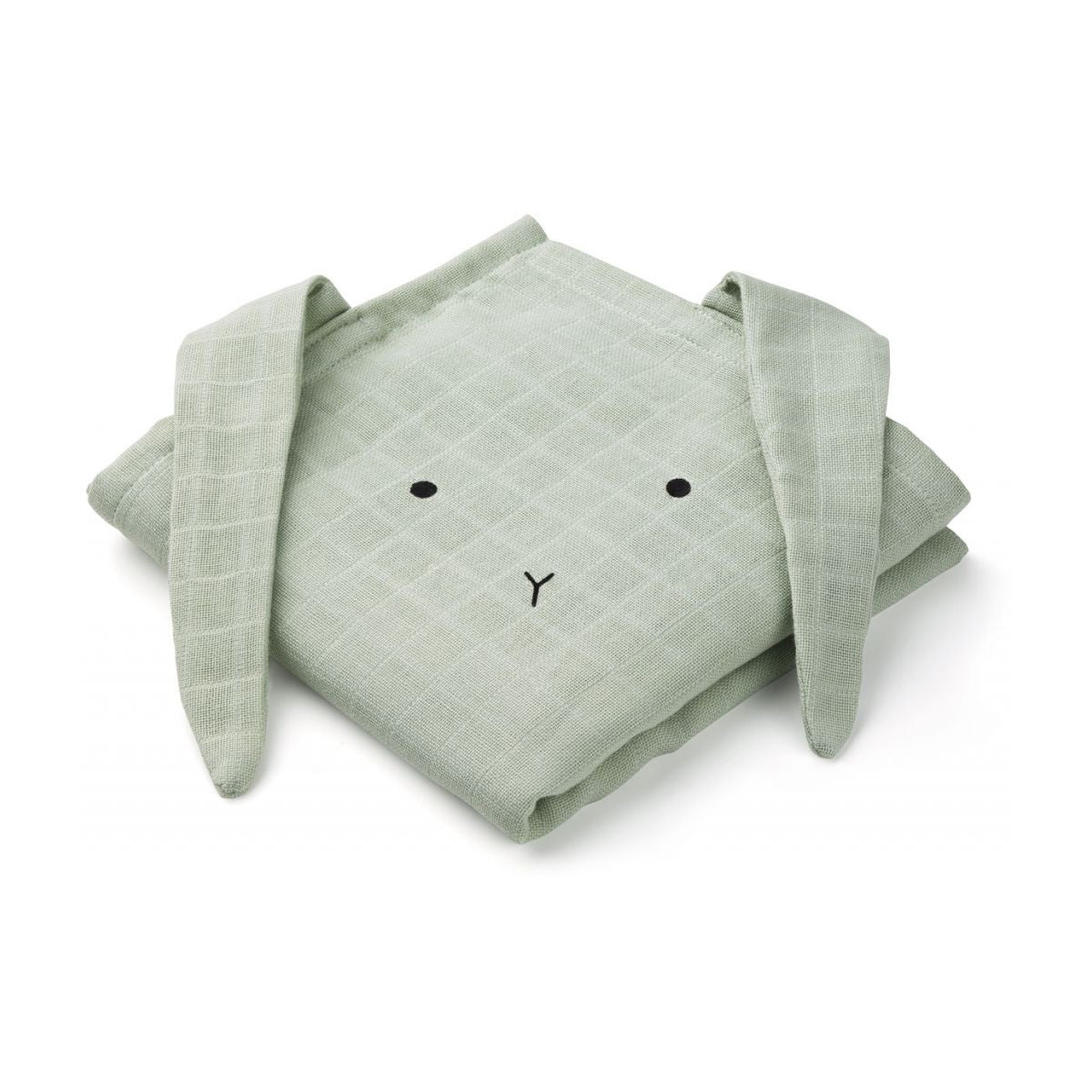 Pack 2 muselinas de algodón 65x65 Liewood Rabbit Dusty Mint