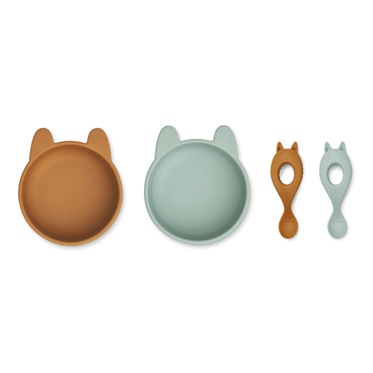 Set vajilla silicona Evan Liewood Rabbit Mustard/Peppermint Mix