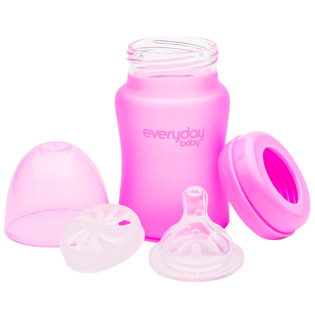 Biberón de cristal 150ml rosa Everyday Baby
