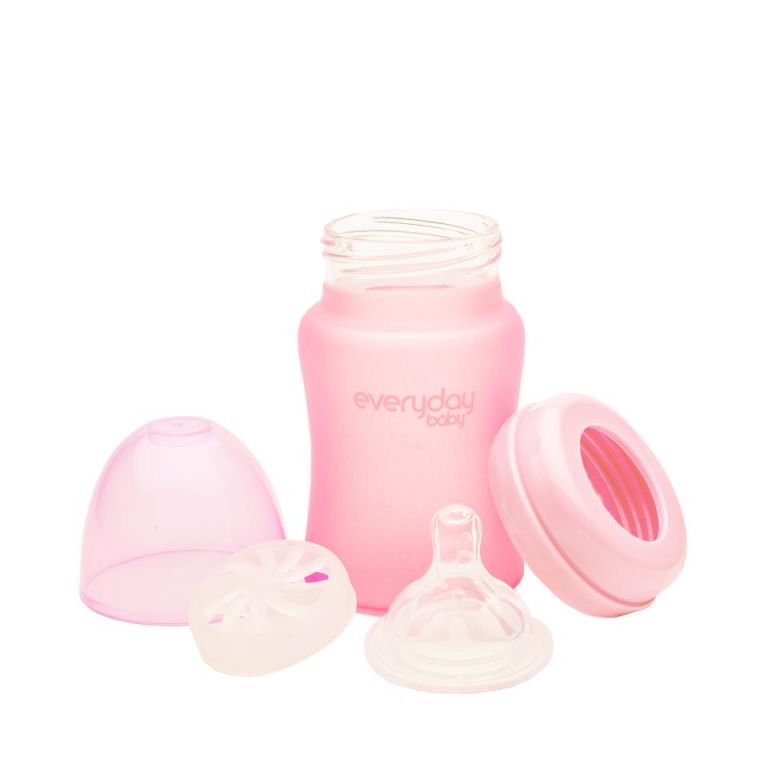 Biberón de cristal 150ml rosa claro Everyday Baby