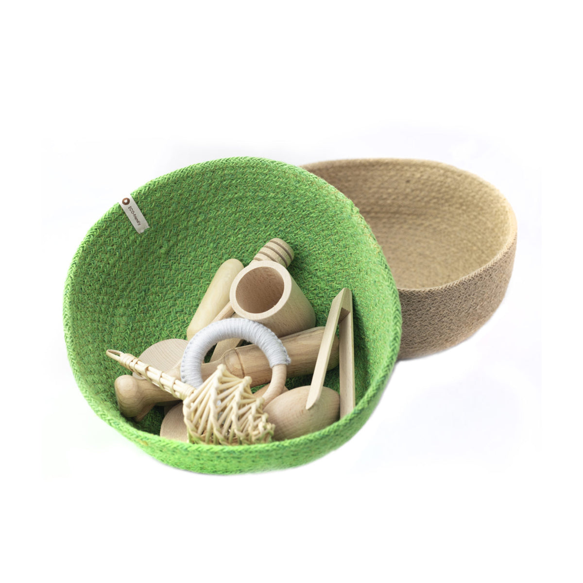 Cesta artesanal de Yute color verde The Dida