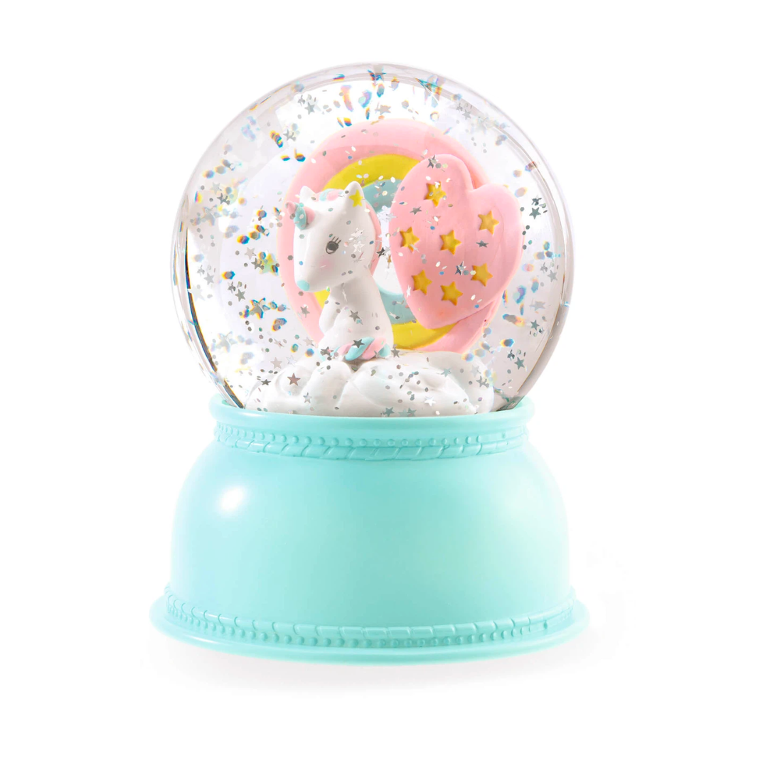Lámpara bola de nieve Djeco Unicornio