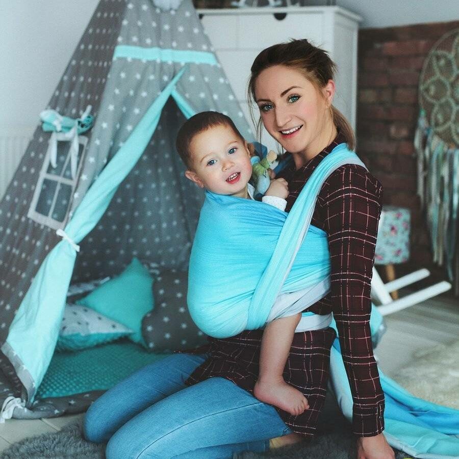 Fular de Sarga cruzada Little Frog Bamboo Lazurite