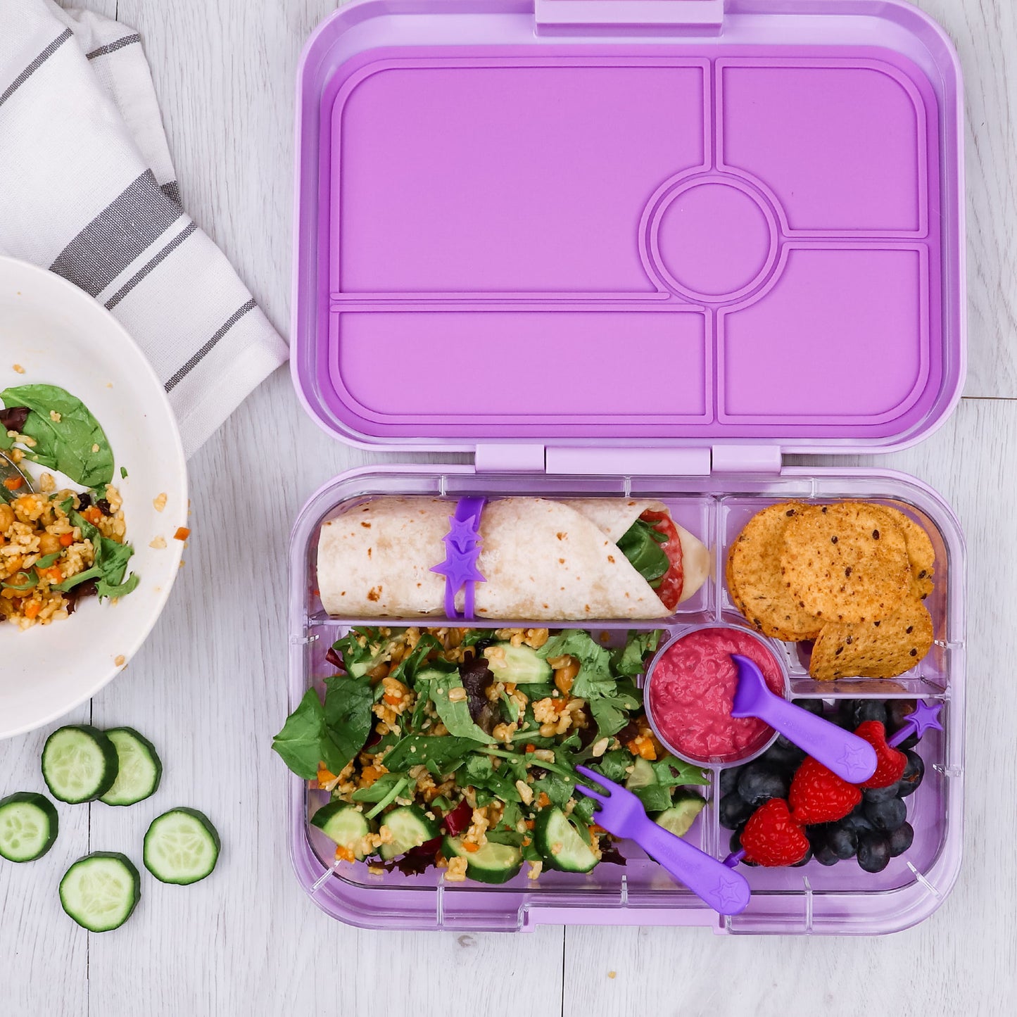 Set cuchara y tenedor Lunch Punch Yumbox Rosa
