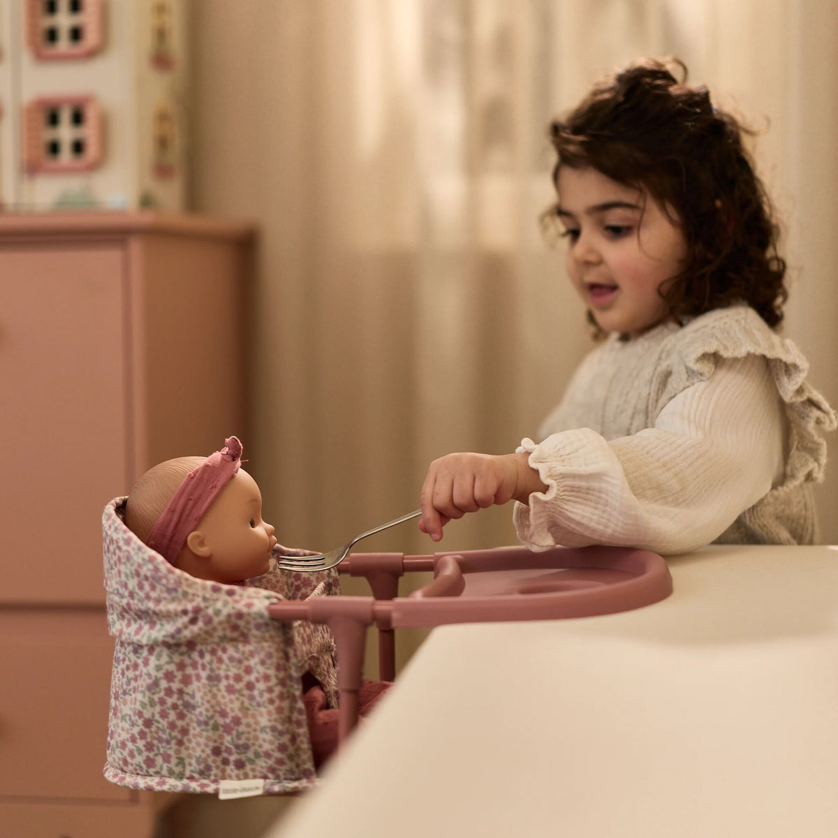 Asiento de mesa para muñecas Little Dutch - Rosa