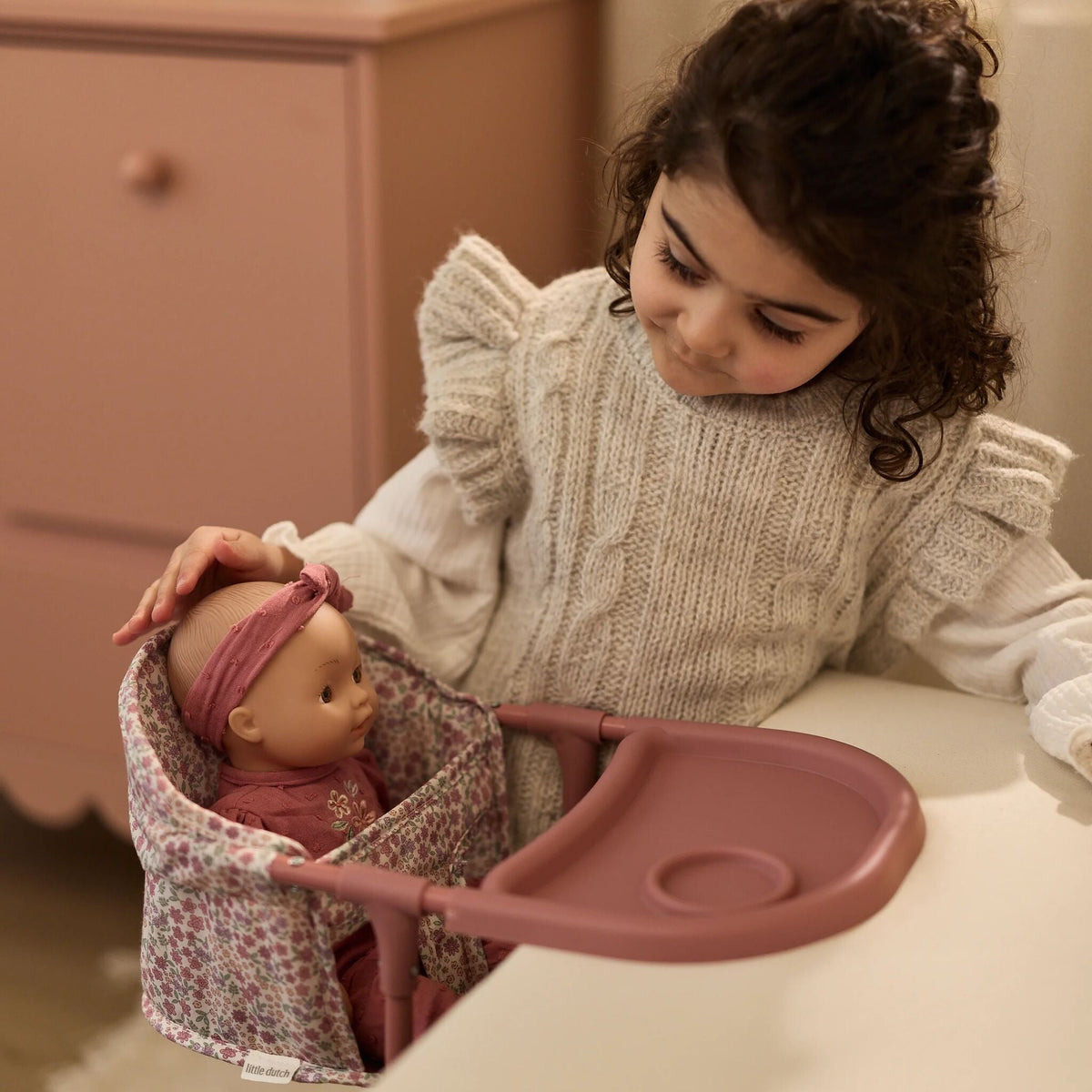 Asiento de mesa para muñecas Little Dutch - Rosa