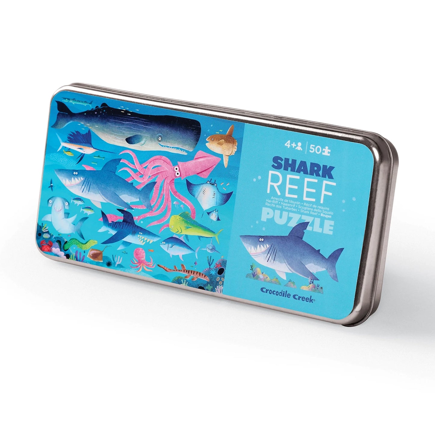 Puzzle 50 piezas caja metálica Crocodile Creek - Shark Reef