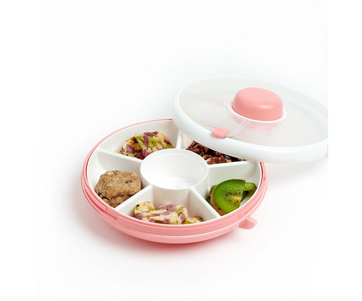 Caja Almuerzo Snack Spinner Flip, Correa de Mano y Hoja de Pegatinas Coral Pink - GöBe