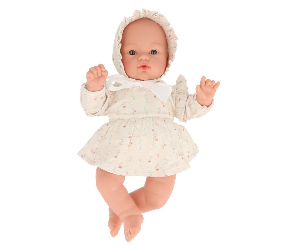 Muñeco Helena con Vestido y Gorrito White Flowers - Monneka