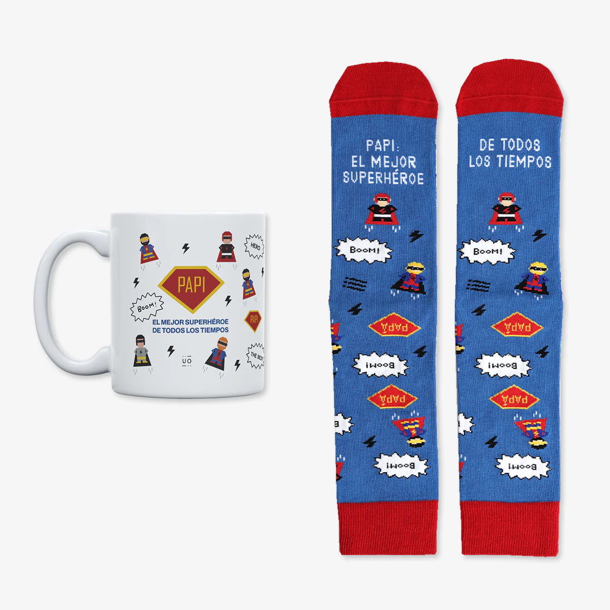 Kit Taza + Calcetines "Papi, el mejor superhéroe