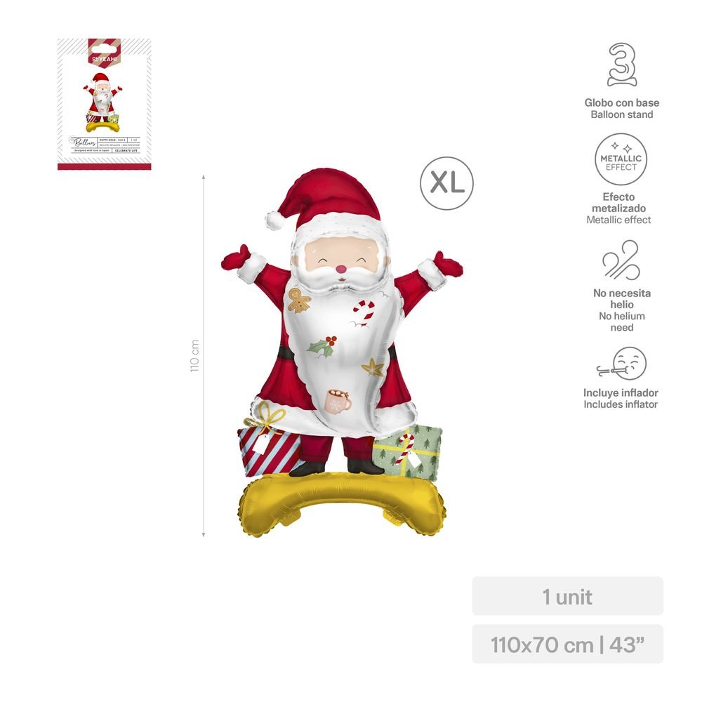 Globo foil Papá Noel de pie 110 x 70 cm - Oh Yeah