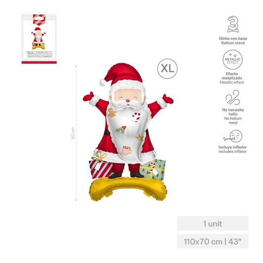 Globo foil Papá Noel de pie 110 x 70 cm - Oh Yeah
