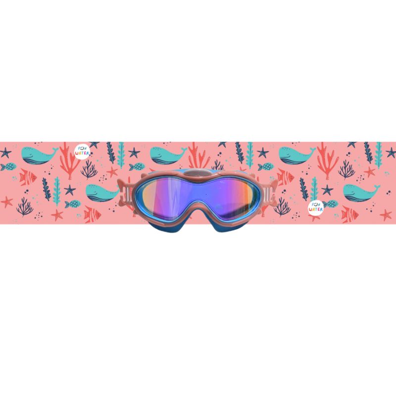 Gafas de Buceo con turbante Fun Water - BabyMask Rosa / Ballenas