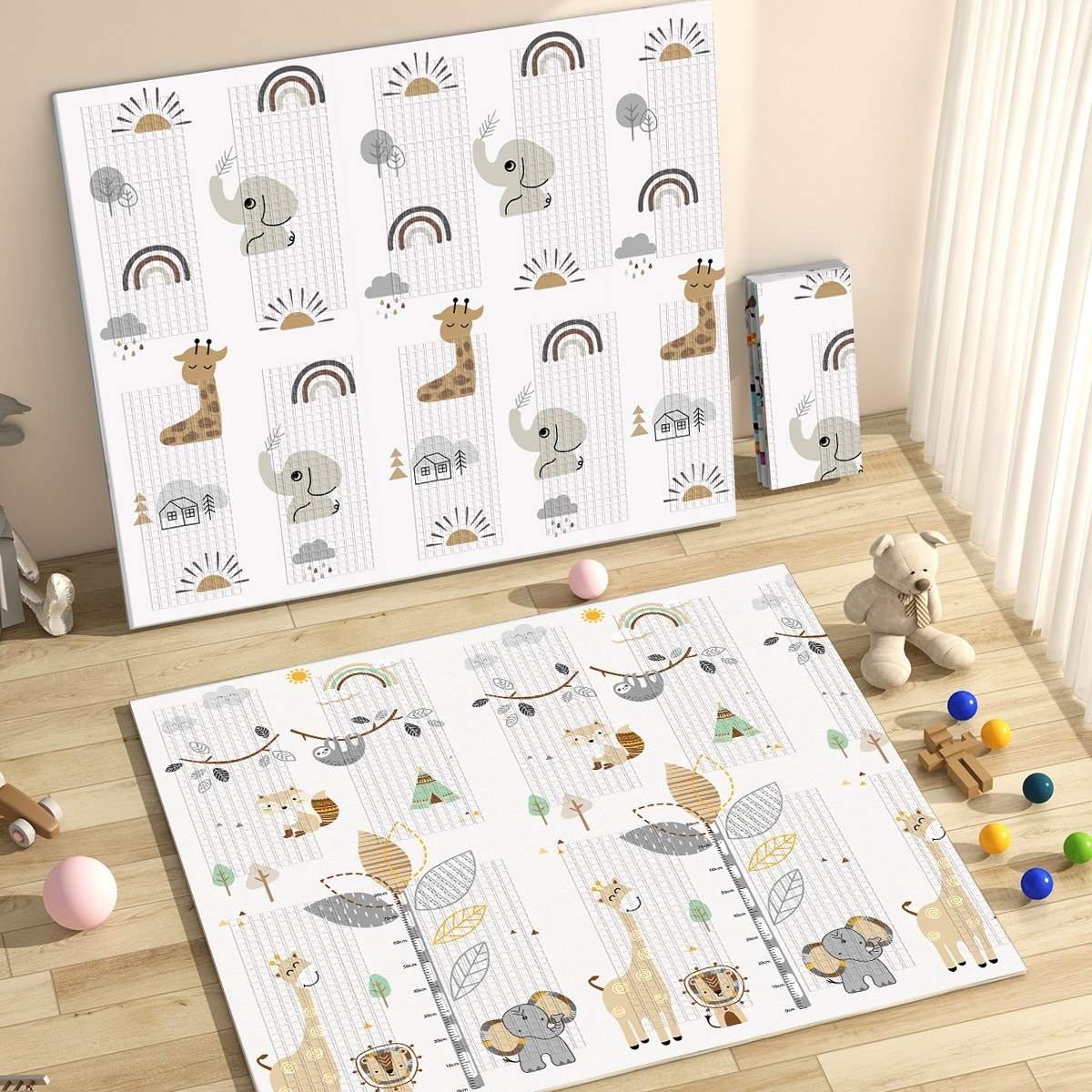 Alfombra de juegos bebé reversible 180x200x1,5cm MS - Fancy Elefante